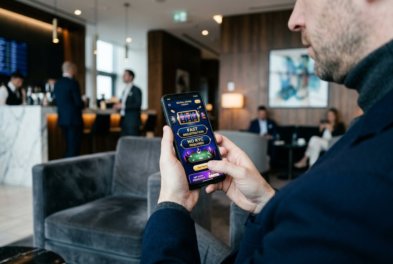 Smartphone with casino app emphasizing privacy